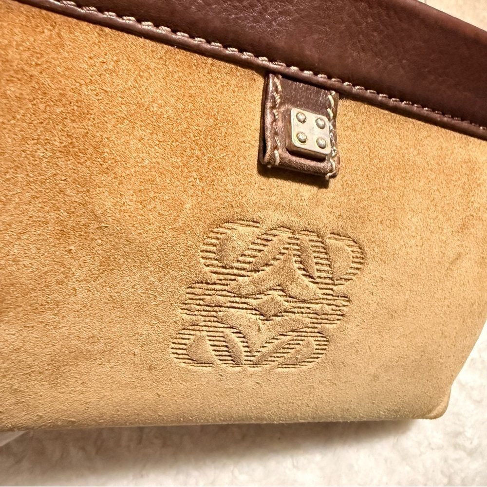 Loewe Tan and Brown Suede Cosmetic Bag - Picture 12 of 15
